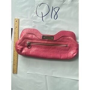 Bright‎ Pink Croc Embossed Clutch Handbag
